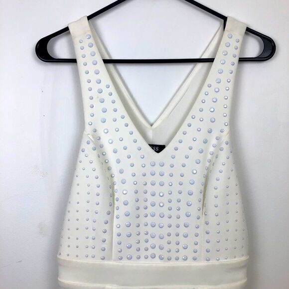 NWT GUESS Size 4 White Embellished Halter Dress! - Picture 3 of 13